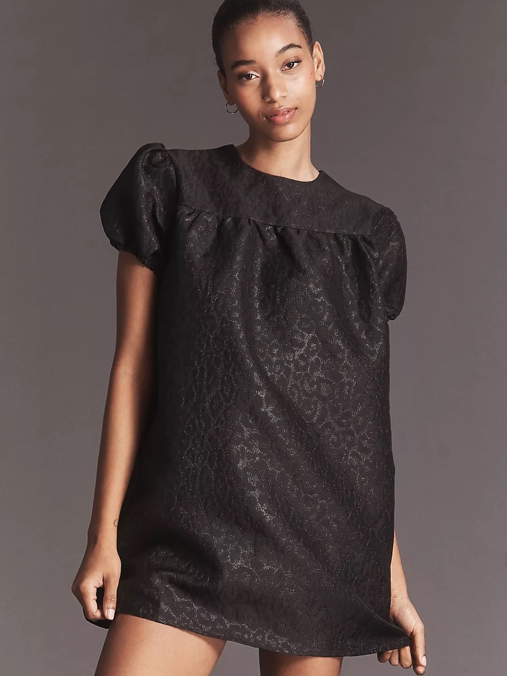 NWT Anthropologie Glamorous Puff-Sleeve Mini Swing Dress